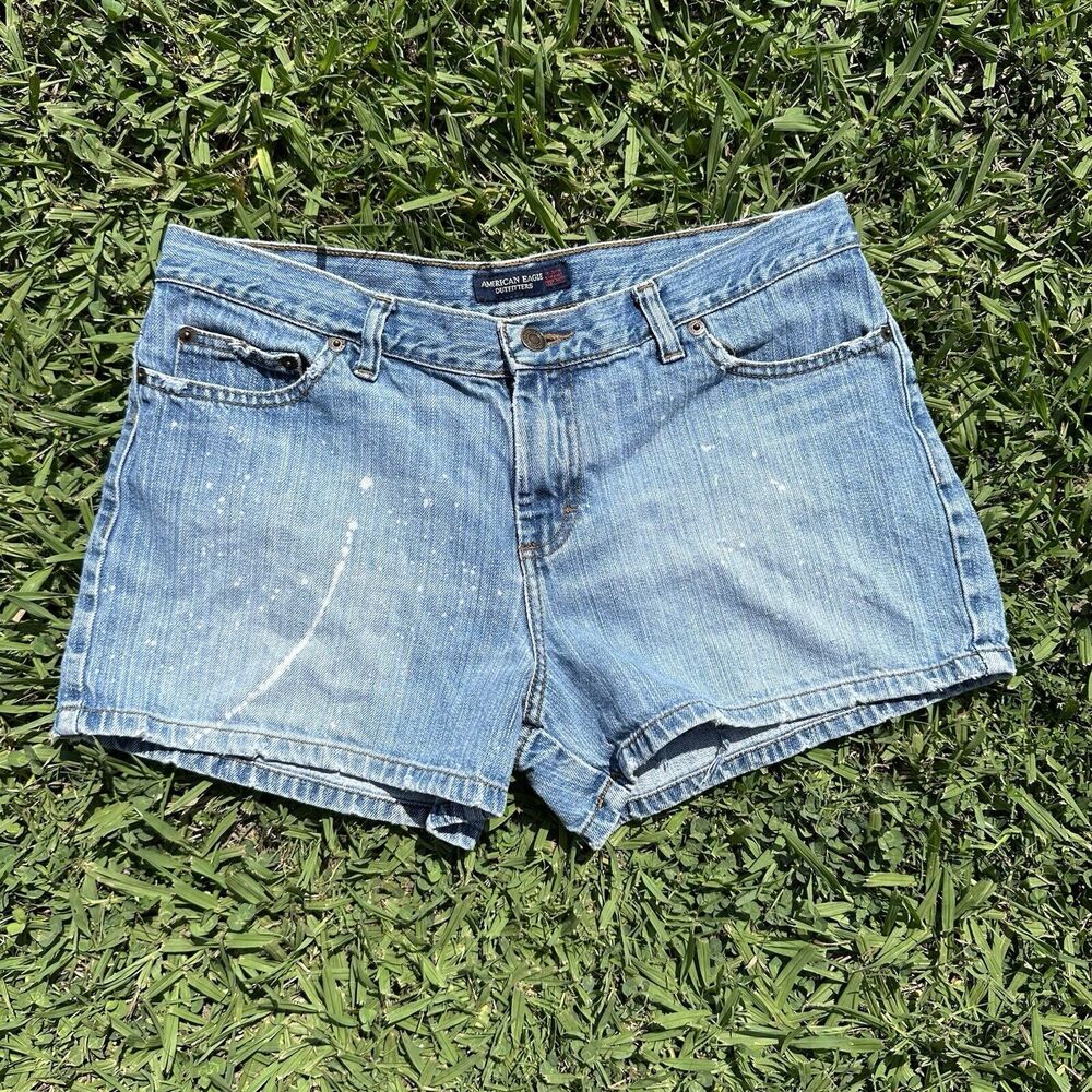 Vintage Y2K American Eagle Shorts Womens 10 Blue‎ Light Distressed Denim Bratz